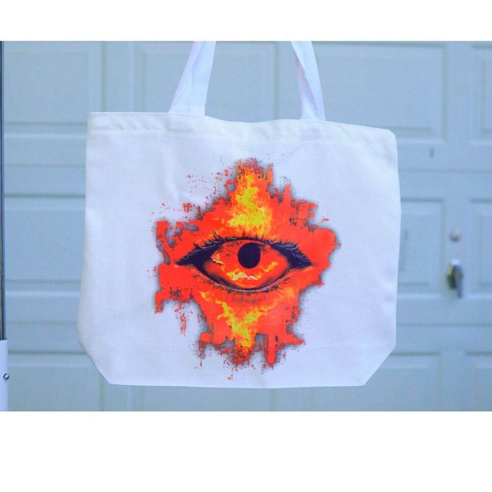 Inferno Gaze Zipper Tote Bag Heavy Canvas Artist Streetwear Carryall 50lb